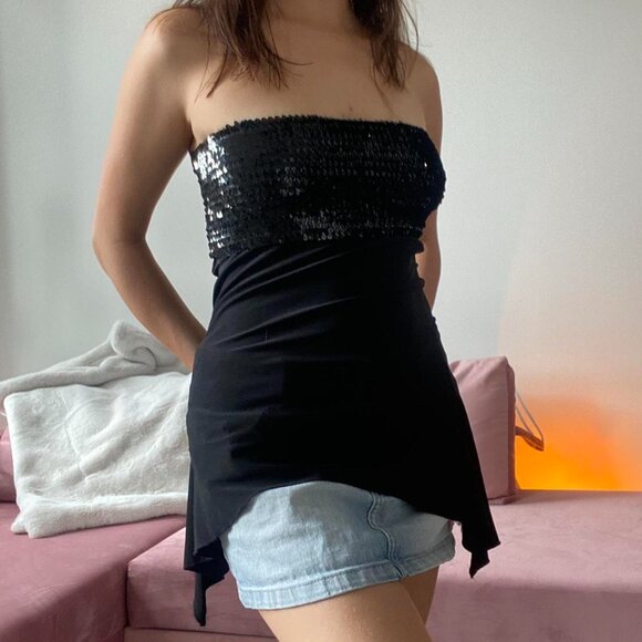 Y2K Sequinned Tube Top - Picture 3 of 4
